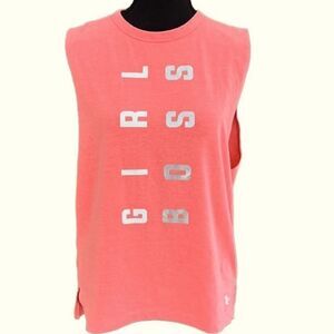 Under Armour Girl Boss sleeveless crew neck tank top neon orange, size M